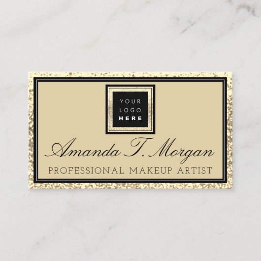 メイクアップアイラッシュイベントプランナーロゴモダン金ゴールド 名刺 (正面)