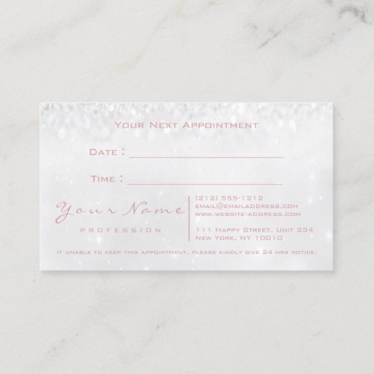 メイクアップアイラッシュグリッターピンクグレーアポイントメントカード 予約カード (裏面)