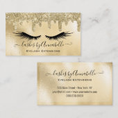 メイクアップアイラッシュスパークルグリッタードリップ赤面金ゴールド 名刺 (正面/裏面)