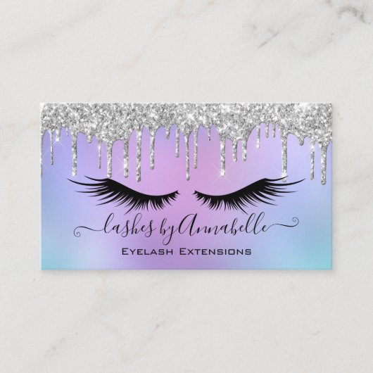 メイクアップアイラッシュスパークルシルバーグリッタードリップ 名刺 (正面)