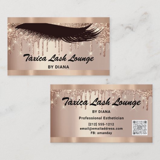 メイクアップアイラッシュバラグリッターQRCODEロゴドリップ 名刺 (正面/裏面)