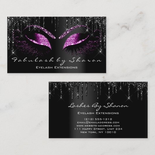 メイクアップアイラッシュブラックドリップスプロフェッショナルベリー 名刺 (正面/裏面)
