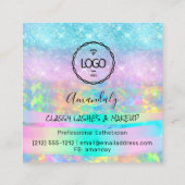 メイクアップアイラッシュマイクロブレードドリップスのロゴダイヤモンド金ゴールド スクエア名刺 (裏面)