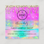 メイクアップアイラッシュマイクロブレードドリップスのロゴロータスマーメイド スクエア名刺 (裏面)