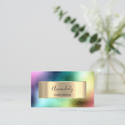 メイクアップアフィリエイトマーケティングホログラフィック虹 名刺 (スタンド正面)