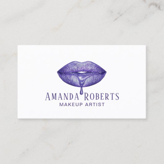メイクアップアーティスエレガントト紫の滴る唇 名刺 (正面)