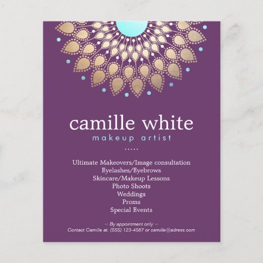 メイクアップアーティスエレガントト金ゴールド華美モチーフ紫 チラシ (正面)