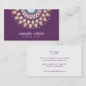 メイクアップアーティスエレガントト金ゴールド華美モチーフ紫 名刺 (正面/裏面)