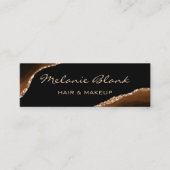 メイクアップアーティスエレガントトAgate黒と金ゴールド大理石 スキニー名刺 (正面)