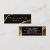 メイクアップアーティスエレガントトAgate黒と金ゴールド大理石 スキニー名刺 (正面/裏面)
