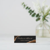 メイクアップアーティスエレガントトAgate黒と金ゴールド大理石 スキニー名刺 (スタンド正面)