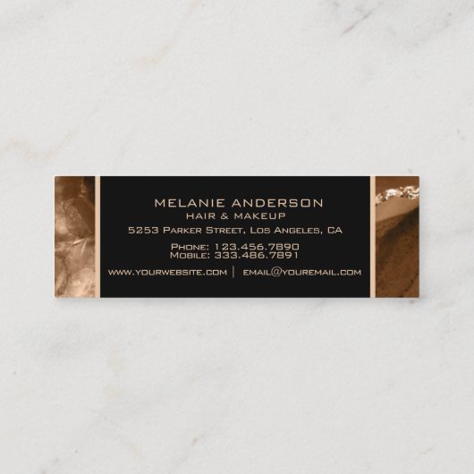 メイクアップアーティスエレガントトAgate黒と金ゴールド大理石 スキニー名刺 (裏面)