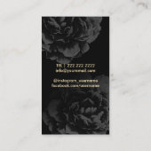 メイクアップアーティスカスタムトのロゴエレガントブラックフローラ 名刺 (裏面)