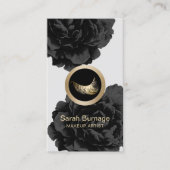 メイクアップアーティスカスタムトのロゴエレガントブラックフローラ 名刺 (正面)