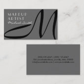 メイクアップアーティススタイリッシュトモノグラムモダンディムグレー 名刺 (正面/裏面)
