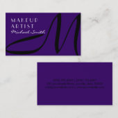 メイクアップアーティススタイリッシュトモノグラムモダン深いバイオレット 名刺 (正面/裏面)