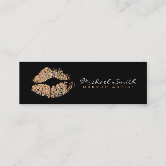 メイクアップアーティススタイリッシュト数々のカラーグリッター唇 スキニー名刺 (正面)