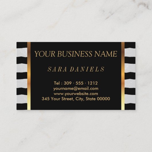 メイクアップアーティスストライプトと埃の多いバラ 名刺 (裏面)