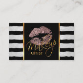 メイクアップアーティスストライプトと埃の多いバラ 名刺 (正面)