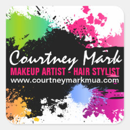 メイクアップアーティストとヘアスタイリストのカスタムシール スクエアシール