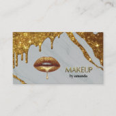 メイクアップアーティストと金ゴールドドリップ大理石ブシン 名刺 (正面)
