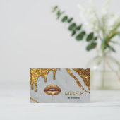 メイクアップアーティストと金ゴールドドリップ大理石ブシン 名刺 (スタンド正面)