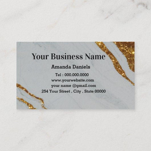メイクアップアーティストと金ゴールドドリップ大理石ブシン 名刺 (裏面)