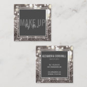 メイクアップアーティストのはっきりした署名スクリプトグリッター スクエア名刺 (正面/裏面)