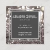 メイクアップアーティストのはっきりした署名スクリプトグリッター スクエア名刺 (裏面)