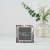 メイクアップアーティストのはっきりした署名スクリプトグリッター スクエア名刺 (スタンド正面)