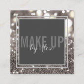 メイクアップアーティストのはっきりした署名スクリプトグリッター スクエア名刺 (正面)