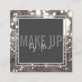 メイクアップアーティストのはっきりした署名スクリプトグリッター スクエア名刺