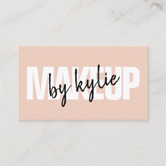 メイクアップアーティストのはっきりした署名スクリプト赤面ピンク 名刺 (正面)