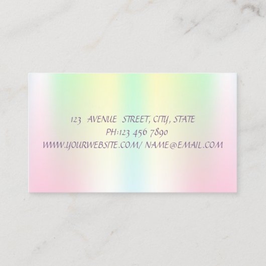 メイクアップアーティストのキラキラした唇ホログラフィック虹色 名刺 (裏面)