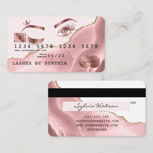 メイクアップアーティストのクレジットカードのスタイル付き点滅ウィンクの目 名刺 (正面/裏面)