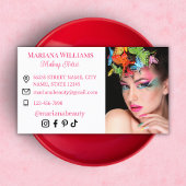 メイクアップアーティストのソーシャルメディアの写真ミニマルピンク 名刺