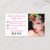 メイクアップアーティストのソーシャルメディアの写真ミニマルピンク 名刺 (正面)