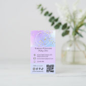 メイクアップアーティストのソーシャルメディア写真qrコード紫 名刺 (スタンド正面)