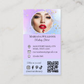 メイクアップアーティストのソーシャルメディア写真qrコード紫 名刺 (正面)