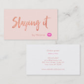 メイクアップアーティストのバラ金ゴールドを置くホットピンクの唇 名刺 (正面/裏面)