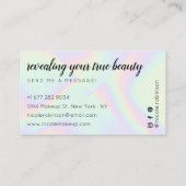 メイクアップアーティストのパステルモダンレインボーホログラフィック 名刺 (裏面)