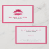 メイクアップアーティストのピンクの唇を白にピンク縁ど 名刺 (正面/裏面)