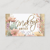 メイクアップアーティストのフローラと金ゴールドグリッター 名刺 (正面)