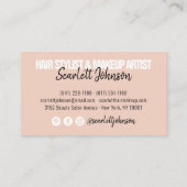 メイクアップアーティストのヘアフォトスクリプトはっきりした赤面ピンク 名刺 (裏面)