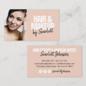 メイクアップアーティストのヘアフォトスクリプトはっきりした赤面ピンク 名刺 (正面/裏面)