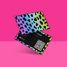 メイクアップアーティストのホログラフィックカラフルQRコード 名刺