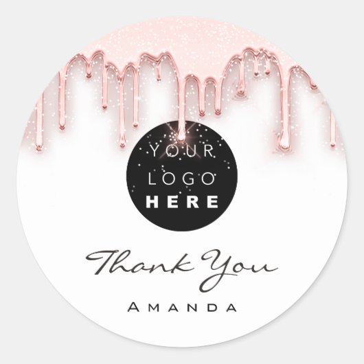 メイクアップアーティストのホワイトローズに感謝。ロゴ ラウンドシール (正面)