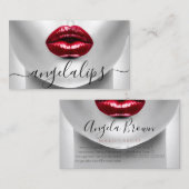 メイクアップアーティストの写真：赤い口紅の艶のある唇 名刺 (正面/裏面)