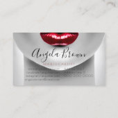 メイクアップアーティストの写真：赤い口紅の艶のある唇 名刺 (裏面)