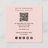 メイクアップアーティストの写真QRコードソーシャルメディアのアイコン スクエア名刺 (裏面)